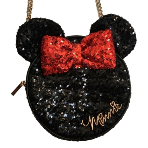 Disney Handbags - Womens Disney Minnie Mouse sequin bag with gold chain strap.